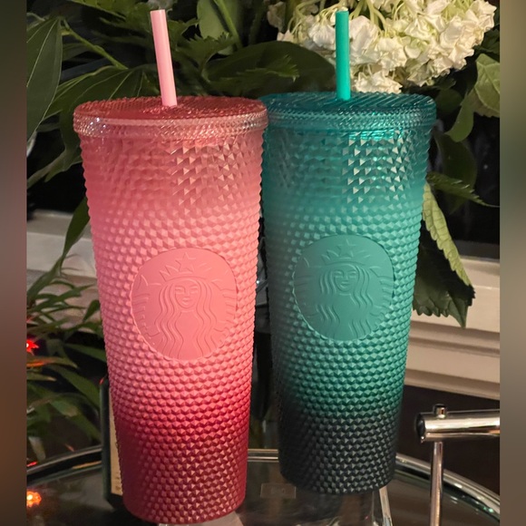 NEW SET✨Starbucks 2022 Holiday Bling Gradient Venti Mint & Pink Blush Tumblers - Picture 2 of 7